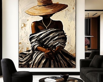 Elegant Afrocentric Woman Printable Wall Art | Neutral Black Woman Art | Modern Feminine Home Decor Digital Download
