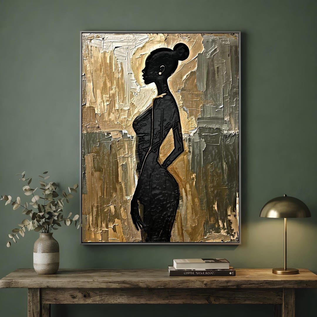 Black Woman Wall Art Neutral Tones, Afrocentric Abstract Portrait Print ...