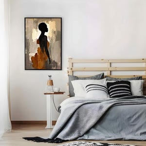 Wandbild „Schwarze Frau“, minimalistischer figurativer Druck, afrozentrisches Kunstwerk, neutrale abstrakte Silhouette, moderne Wohnzimmerdekoration Bild 17
