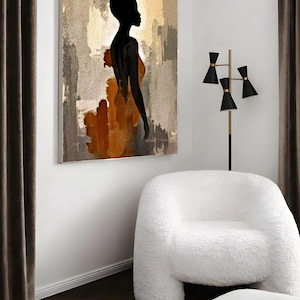 Wandbild „Schwarze Frau“, minimalistischer figurativer Druck, afrozentrisches Kunstwerk, neutrale abstrakte Silhouette, moderne Wohnzimmerdekoration Bild 3