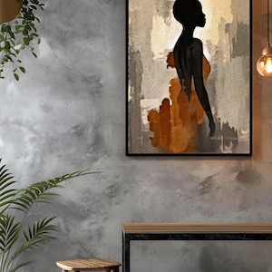 Wandbild „Schwarze Frau“, minimalistischer figurativer Druck, afrozentrisches Kunstwerk, neutrale abstrakte Silhouette, moderne Wohnzimmerdekoration Bild 18