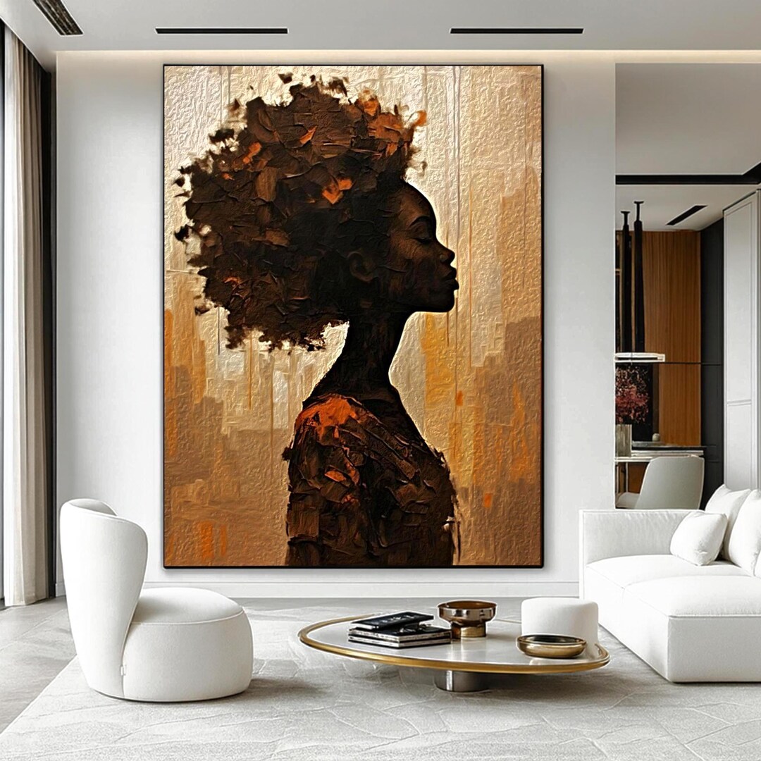 Abstract Afro Woman Wall Art – Elegant Black Woman Portrait – Modern ...