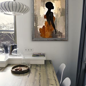 Wandbild „Schwarze Frau“, minimalistischer figurativer Druck, afrozentrisches Kunstwerk, neutrale abstrakte Silhouette, moderne Wohnzimmerdekoration Bild 16