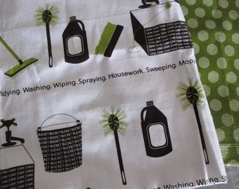 Tidy Up fabric by Michael Miller and Hoodie's Collection Nettie Dot, polka dot Timeless Treasures, spring cleaning apron fabric