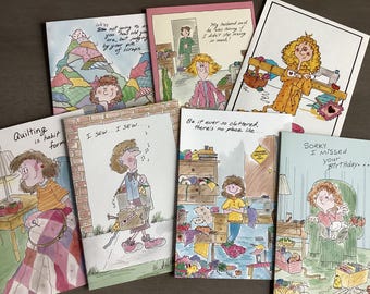 Funny Quilting Sewing Cards Set, Crafter Humor Greeting Cards
