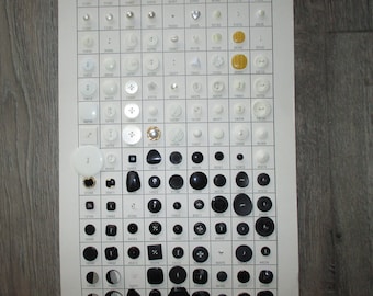 RARE JHB lg store button display JHB interntl store display buttons, black & white button store display, salesman button card