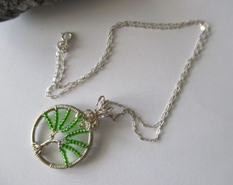 Vintage Tree of life necklace, wire wrapped tree of life, sterling and beaded tree of tree necklace