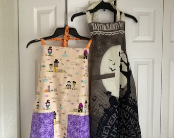 Halloween Apron: Haunted House, Cemetery & Spider Web Design