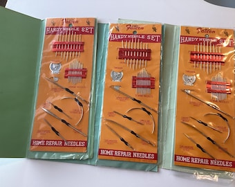 3 Vintage needle books set, Handy Needle Set, Falcon assorted needle kit, needle kits NOS, Japan needle kit, sewing collectible
