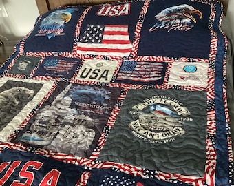 Patriotic quilt, Red white and blue quilt, American celebration quilt