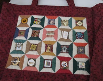 quilter's totebag, quilt vendor show totebag, ex-large tote bag, project tote bag, quilter's totebag with quilter pins