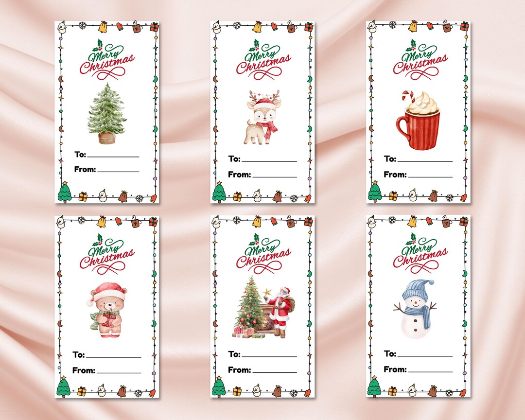 Christmas Gift Tag Bundle Canva Editable • Hand-drawn Labels - Etsy