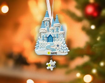 Personalisierte Gefrorene Schloss Ornament | Name Weihnachten | Eis-Prinzessinplatz