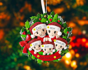 Personalized Family of 5 Christmas Ornament | Holiday Keepsake
