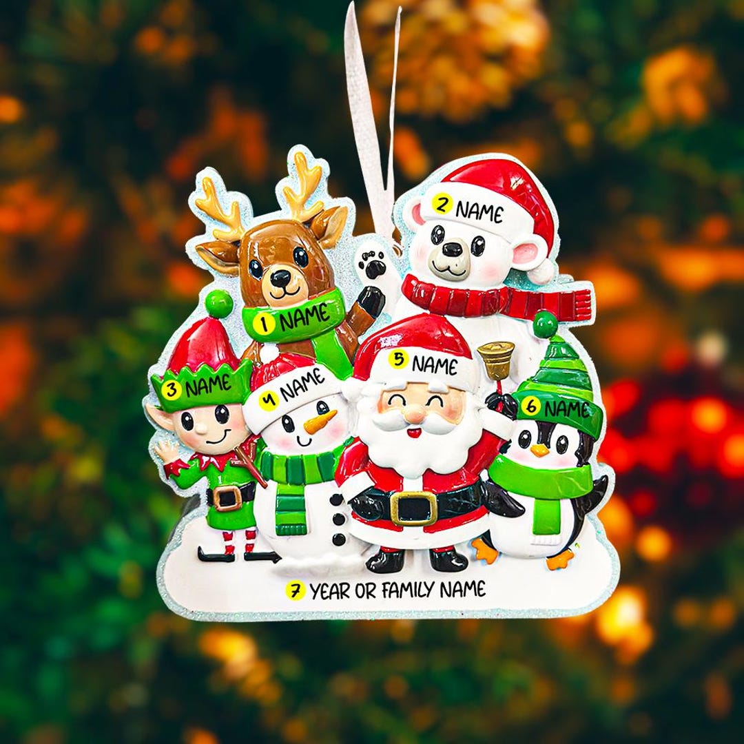 Family of 6 Santa North Pole Ornament | Personalized Names and Year ...