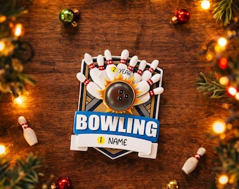 Personalized Bowling Ornament | Handwritten League Player Keepsake | Bowling Balls and Pins | Raised 3D Details