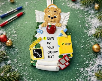 Personalized Teacher Ornament | Guardian Angel Gift for Educators | Raised 3D Details