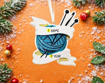 Knitting Yarn Personalized Ornament | Handwritten Christmas Decoration | Raised 3D Ornament