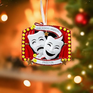 Theater Personalized Ornament | Handwritten Drama Mask Christmas Gift | Custom Ornament for Actors and Performers
