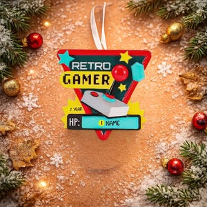 Personalized Retro Gamer Christmas Ornament | Raised 3D Details