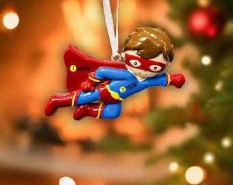 Personalisierte Superhelden Jungen Ornament | Name, Jahr