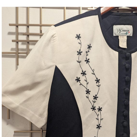 VTG D.J. Summers Color Block Button Front Short S… - image 3