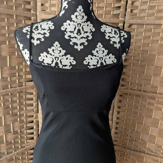 city triangles floral lace dress 90s Dark Blue Tank Dress Vintage Floral Lace Dress Square Neckline City Triangles - Size L
