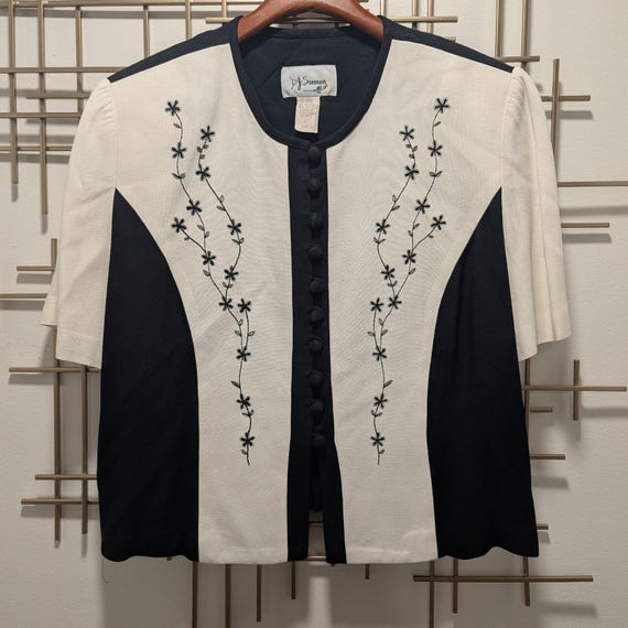 VTG D.J. Summers Color Block Button Front Short S… - image 1