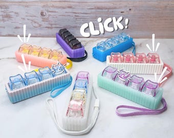 Customizable Keyboard Clicker with Cat-Shaped Transparent Keys | 4 Key Wristlet 3D Printed Fidget Toy | Real Mechanical Keyboard Switches