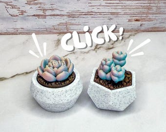 Cute Succulent Plant Clicker Keychain | 3D Printed Fidget Stim | Plant Lover Desk Toy