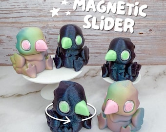 Magnetic Crow Fidget Slider | Cute 3D Printed Stim Toy | Fun Raven Bird Gift