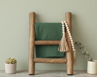 Rustic Mini Wooden Ladder | Farmhouse Tea Towel Holder & Decorative Display Rack