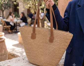 Large Straw Beach Bag Woven Tote Braided Summer Shoulder Bag Market Purse