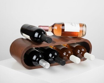 8-Bottle Wooden Wine Rack | Handcrafted Countertop Storage & Display Stand