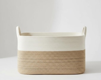 65L Large Cotton Rope Basket | Woven Laundry & Blanket Storage Organiser