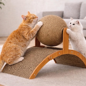Kattenkrabboog sisalbal – moderne houten kattenmeubels