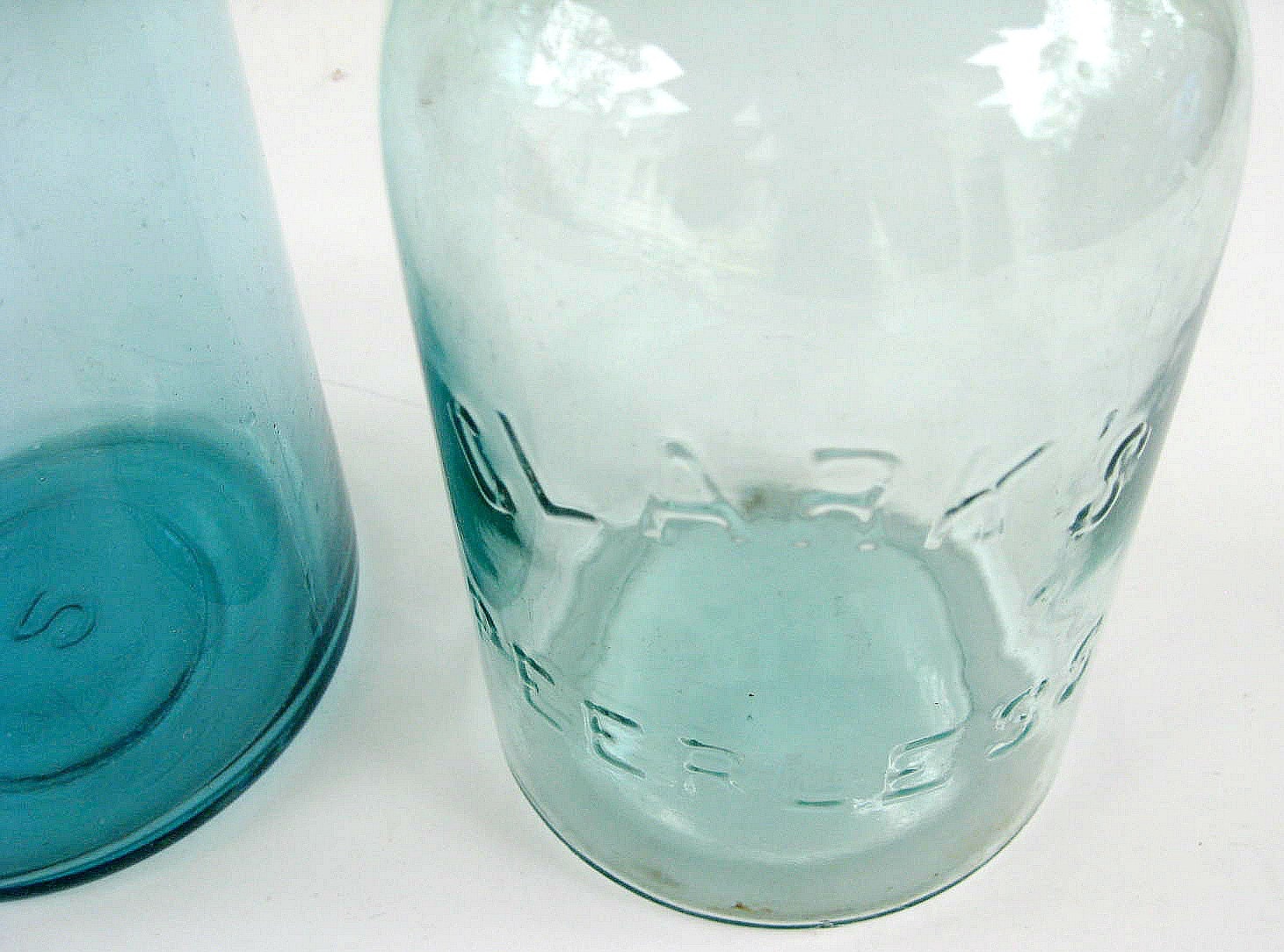 Antique blue mason jars with glass lids 1 2 gallon quart etsy