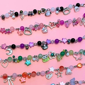 Sanrio inspired beaded cluster charm bracelets