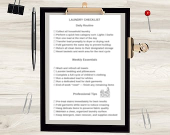 Laundry Checklist Printable Laundry Routine Cleaning Schedule Minimalist PDF Laundry Room Organizer