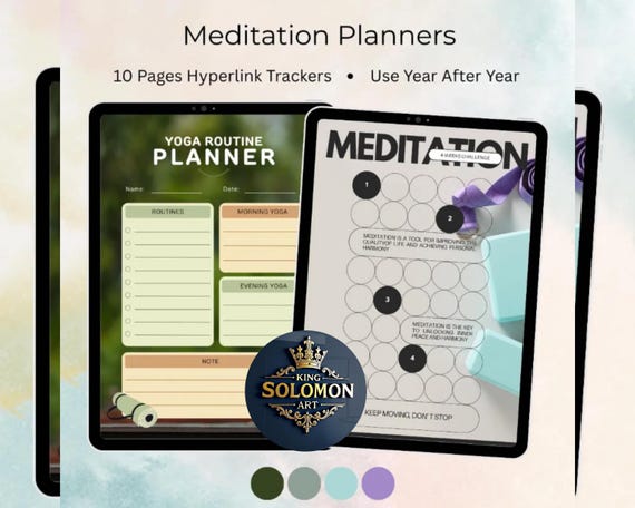 Meditation Planner Printable | Editable in Canva | Mindfulness Planner | PDF PNG | Instant Download