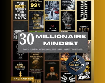 30 millionaire mindset & success affirmations | instant download pdf + png