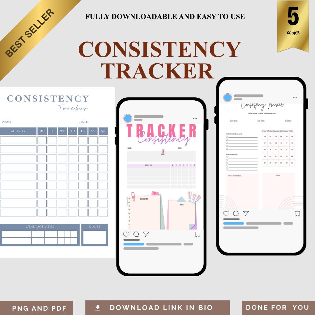 Consistency Tracker Printable | Habit Consistency Planner | Daily ...