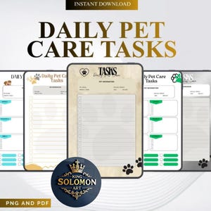 Pet Care Tasks Printable: Daily Dog & Cat Routine (PDF/PNG) - Instant digital download