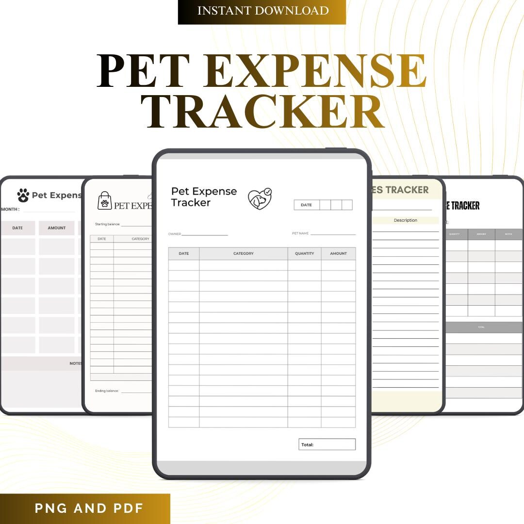 Pet Expense Tracker Printable PDF PNG | Pet Budget Planner | Dog & Cat ...