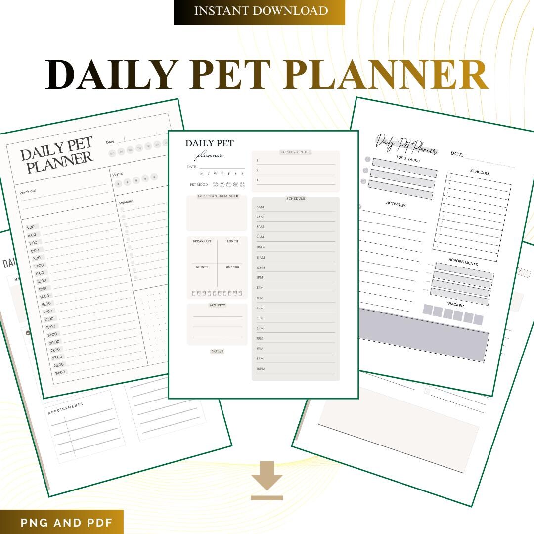Daily Pet Planner Printable PDF PNG | Pet Care Daily Tracker | Dog ...