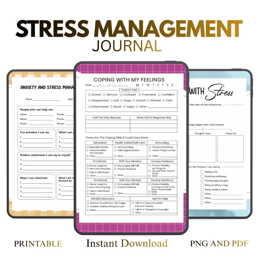 Stress Management Journal Printable | Anxiety Relief Workbook (digital ...