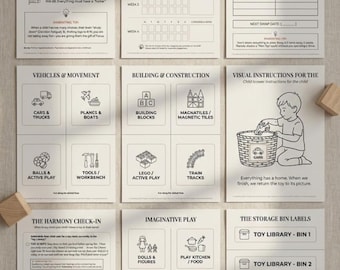 Etichette per la rotazione dei giocattoli Montessori / Sistema di organizzazione della sala giochi (download digitale)
