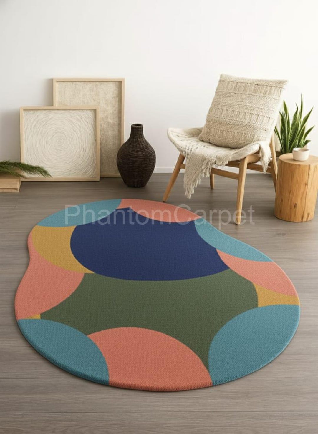 Amorph Rugs Colorful Abstract Amoeba Rug – Modern Irregular Tufted Carpet for ...