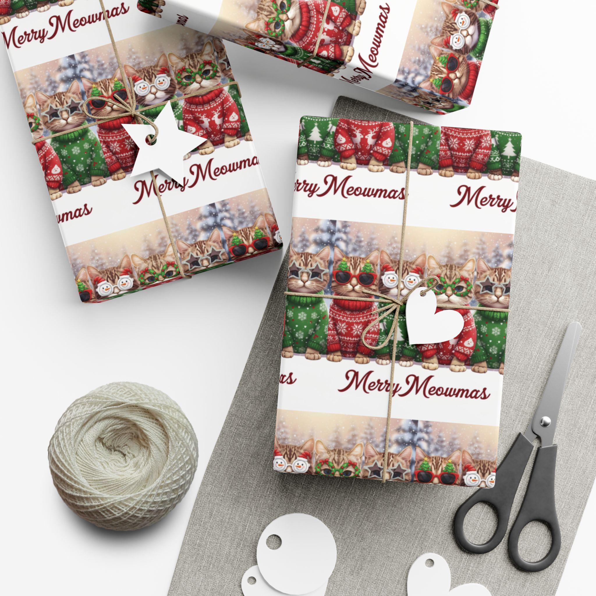 Discover Merry Meowmas Cats Gift Wrap Paper, Christmas Cat Wrapping Paper