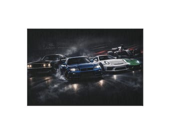 Racing Nightcars Outdoor Rug | Drift Scene, Sports Cars, Asphalt Storm